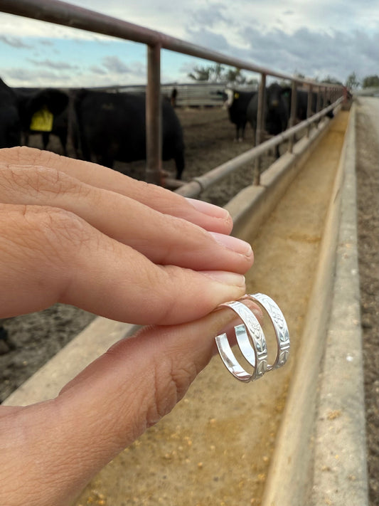 Floral Band Stud Hoops