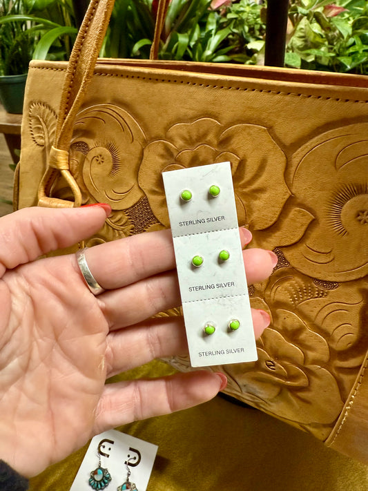 Green Gaspeite Mini Studs