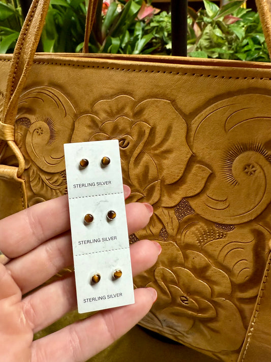 Tigers Eye Mini Studs