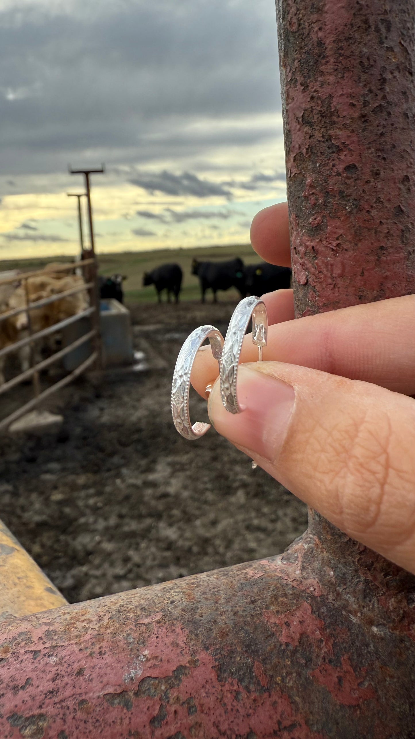 Diamond Pattern Stud Hoops