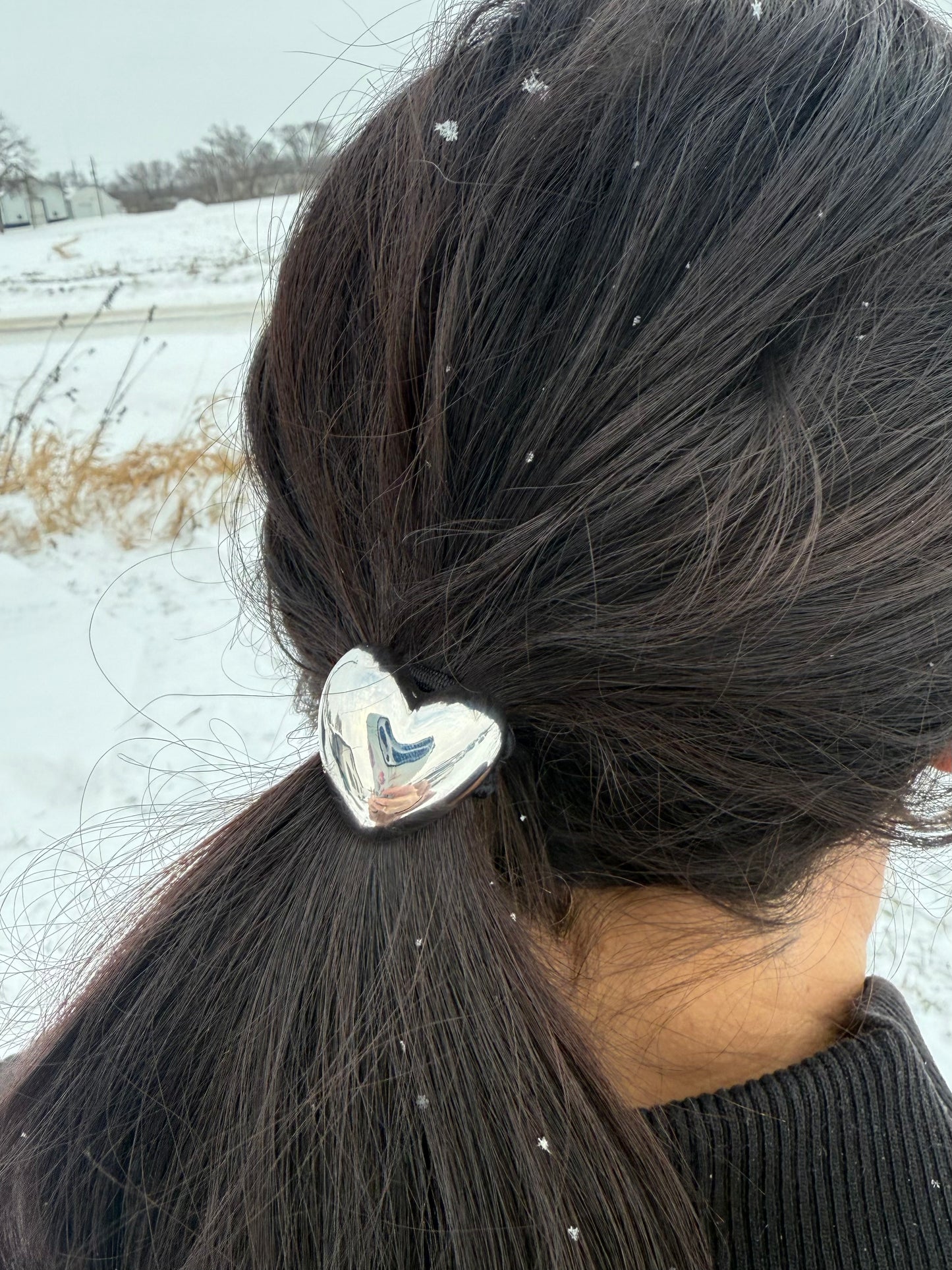 Heart-Shaped Metal Cuff Hair Tie